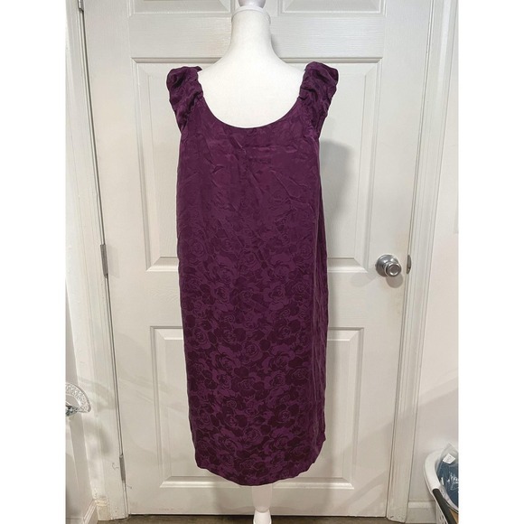 VTG 90s Loose L 12 Argenti Silk Floral Dress Purple Sleeveless Knee Length Shift - Picture 4 of 10